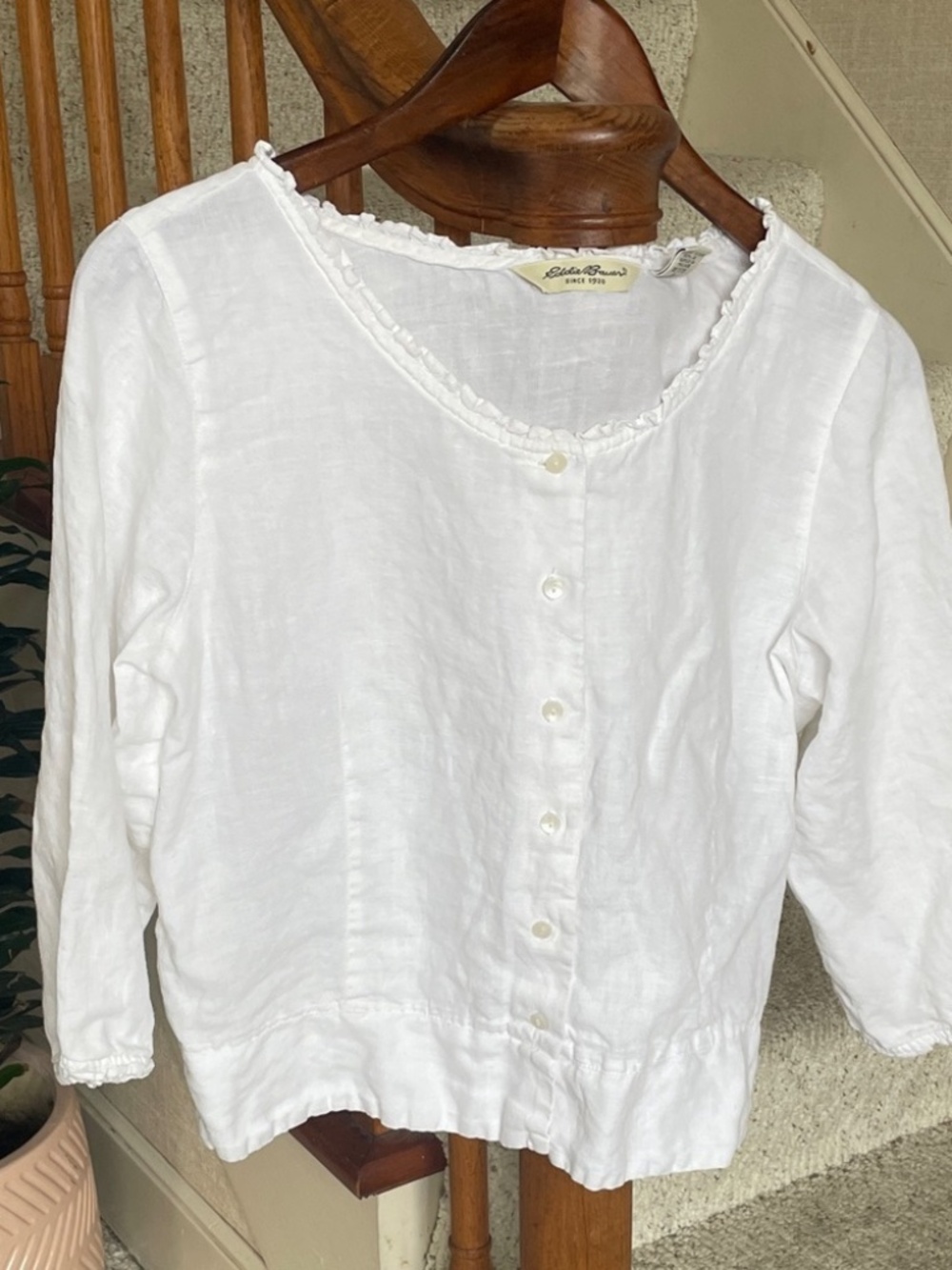 Eddie Bauer Cream Linen Blouse